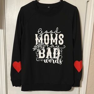 Black Sweatshirt with Red Heart Accents